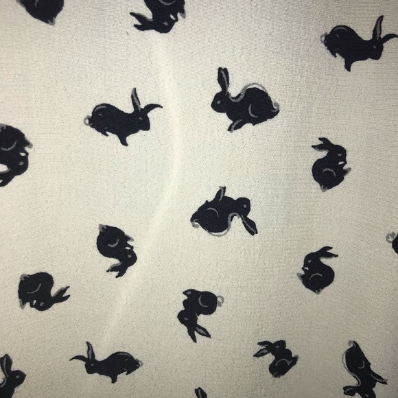 ASOS Curve Rabbit Print Blouse Black Bunny Shirt - Picture 3 of 8